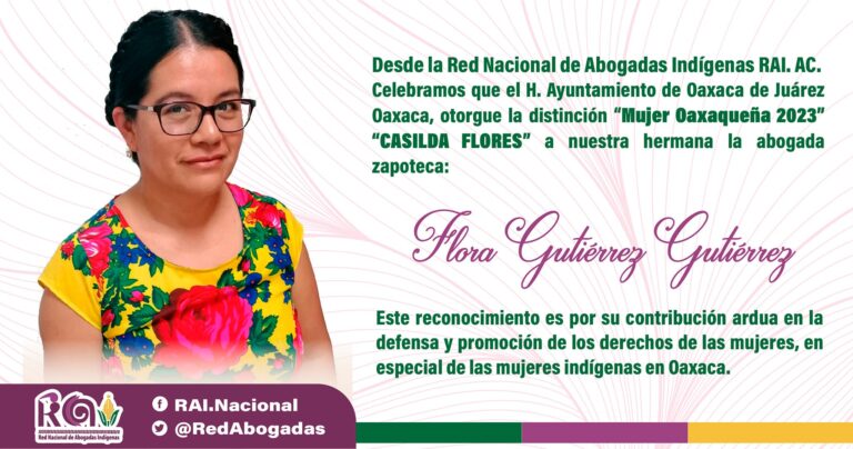 El H. Ayuntamiento de Oaxaca de Juárez, otorgue la distinción «Mujer Oaxaqueña 2023» «Casilda Flores» a nuestra hermana la abogada zapoteca: <a href=